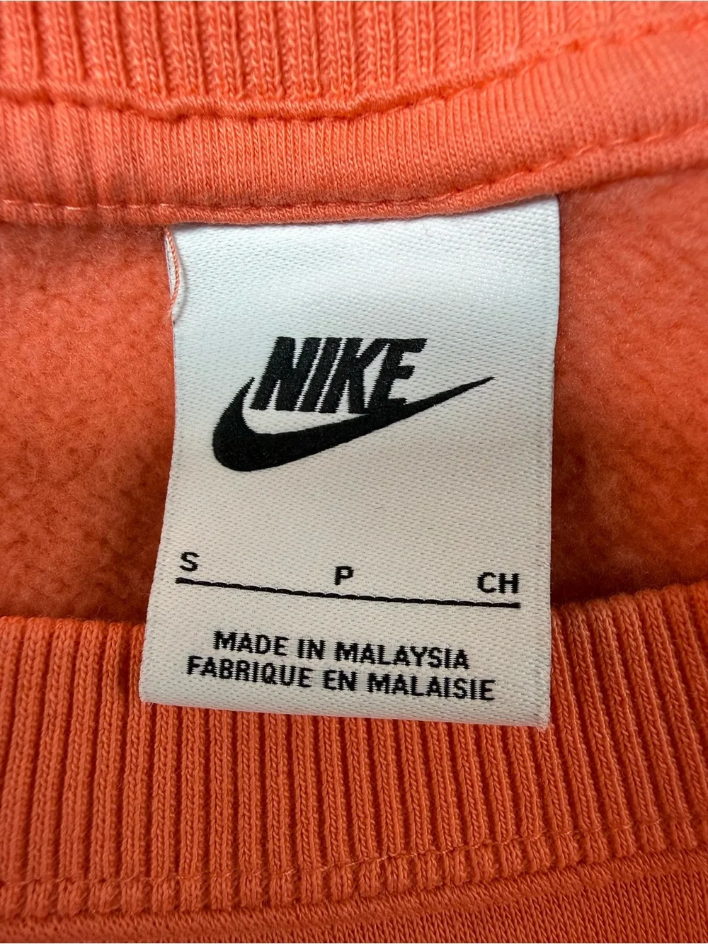 Nike Orange Embroidered Swoosh Crewneck Sweatshirt S